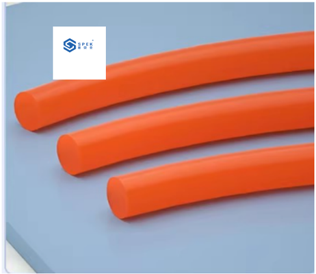 Orange  solid PU smooth  -top round conveyor belt